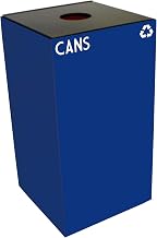 Witt Industries 28GC01-BL GeoCube Recycling Receptacle with Round Opening, Steel, 28 gal, Blue