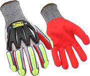 Ansell Ringers Gloves 065 R-Flex Impact Nitrile - Light Duty Impact Glove, Full Flexibility, Large, Orange/Green/Black