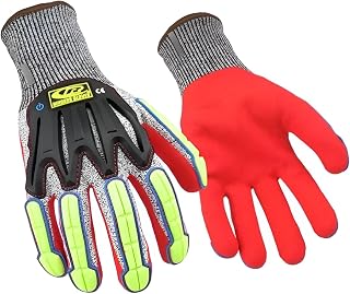 Ansell Ringers Gloves 065 R-Flex Impact Nitrile - Light Duty Impact Glove, Full Flexibility, Large, Orange/Green/Black