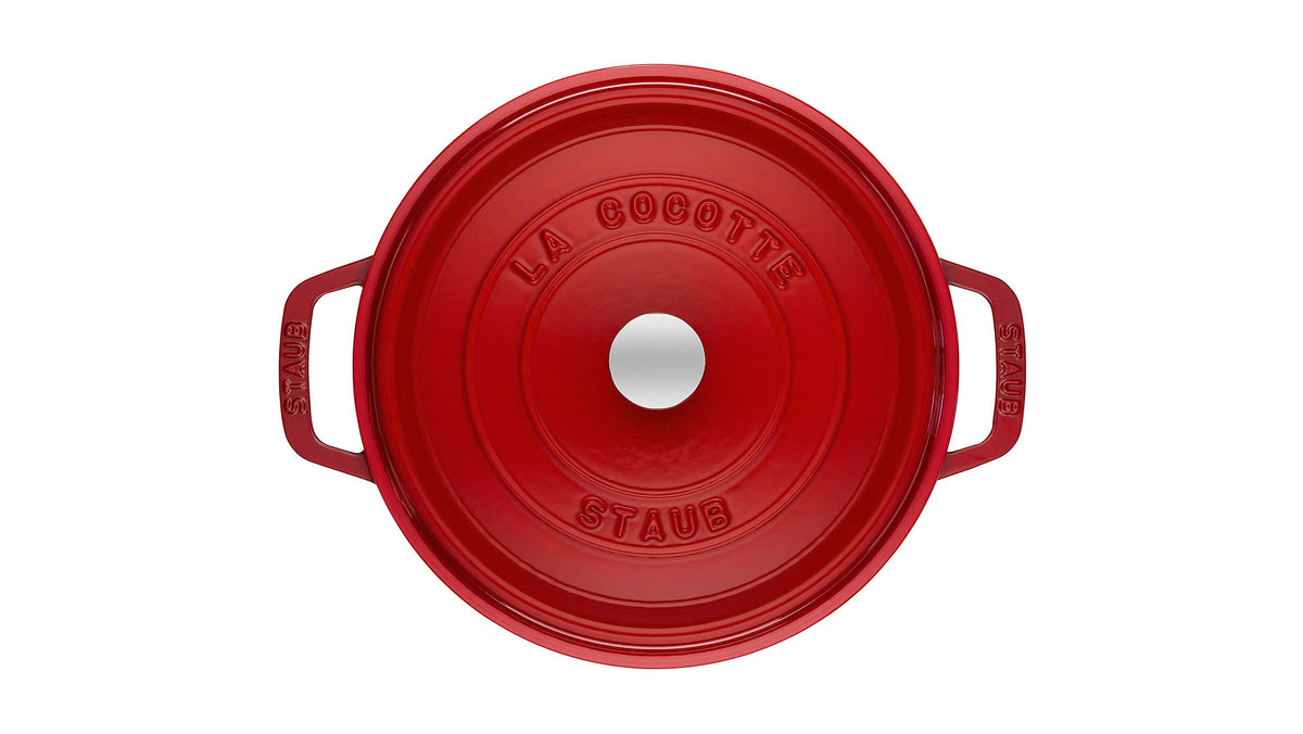 Round Cocotte - 9Qt - Cherry by STAUB – 30cm, 8.4 liters, Cast Iron, 03) Cherry, Model 1004228