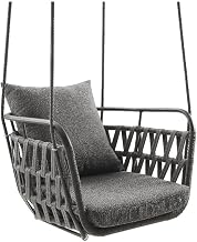 Modway Kaliah Outdoor Patio Powder-Coated Aluminum Swing Chair in Charcoal Charcoal