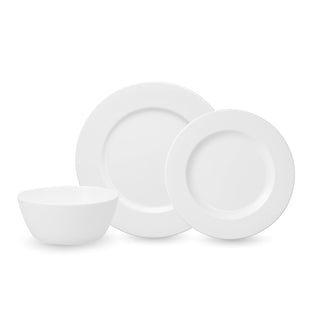 Ornament Bone China by Fortessa – 12 Piece Dinnerware Set (Service for 4), Bone China, White, Model 12PPS-FBC-ORNA