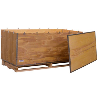 6 Panel Nailess Wooden Shipping Crate w/Lid & Pallet by Global Industrial – Brown, Model GSL168207430635P