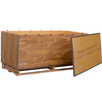 6 Panel Nailess Wooden Shipping Crate w/Lid & Pallet by Global Industrial – Brown, Model GSL168207430635P