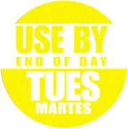 HUBERT "Use by" Tuesday Labels Yellow Food Rotation - 3/4"Dia. 1000 Per Roll