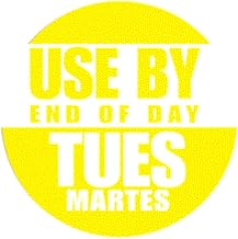 HUBERT "Use by" Tuesday Labels Yellow Food Rotation - 3/4"Dia. 1000 Per Roll