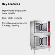 VC44GD Double Deck Gas Convection Oven by Vulcan – 820.0 pounds, Stainless Steel, Silver, Model 515-551-LP-LEGS