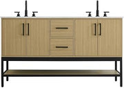 Elegant Kitchen and Bath 60" Double Bathroom Vanity in Honey Brown