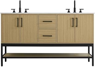 Elegant Kitchen and Bath 60" Double Bathroom Vanity in Honey Brown
