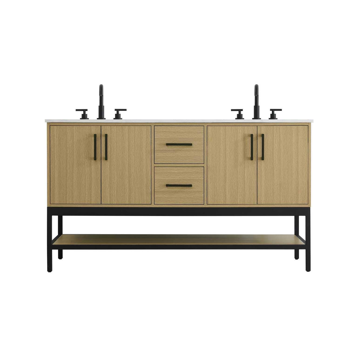 Elegant Kitchen and Bath 60" Double Bathroom Vanity in Honey Brown by Elegant Lighting – 60" W x 22" H x 18" D, Wood, Honey Brown, Model VF60760DMHB