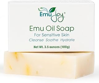 Emu Joy Emu Oil Soap For Eczema Prone & Sensitive Skin - Bar Soap 3.5 oz | Natural Bar Soap With 100% Refined Emu Oil, Calendula & Chamomile to Cleanse & Hydrate Sensitive Skin Daily