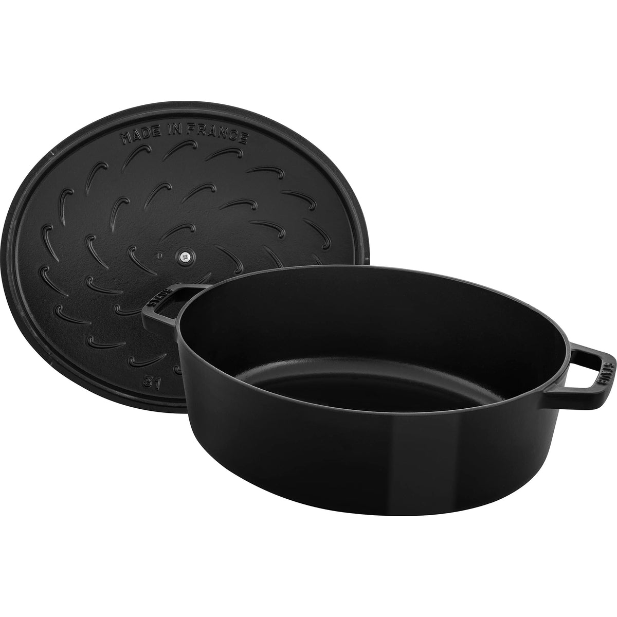 Cast Iron 6.25-qt Wide Oval Dutch Oven by STAUB – 6.25-qt, 6.25 quarts, Cast Iron, Black, Model 16403123