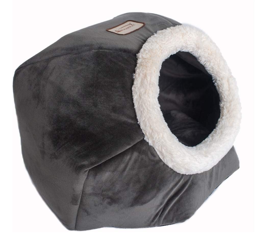 Cat Bed Model Gray Velvet by Armarkat – 18 x 18 x 14, Fabric, Gray, Model C80CSH/MB