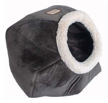 Cat Bed Model Gray Velvet by Armarkat – 18 x 18 x 14, Fabric, Gray, Model C80CSH/MB