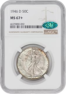 1946 D American Silver Walking Liberty Coin MS-67+ $0.50 NGC/CAC MS67+ | Half Dollar