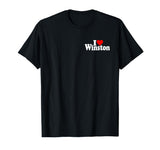 I LOVE HEART WINSTON NAME ON A TEE T-Shirt by LOVE OF WINSTON HEART NAME TEES – Black, Model C4S8GBT82MJ