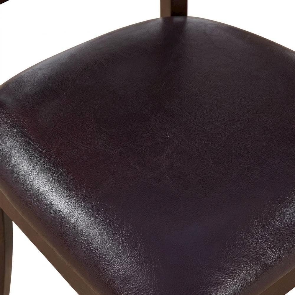 Solid Wood Faux Leather-Upholstered Dining Chairs Set of by Furnifact – Wood, Brown, Pack of 2