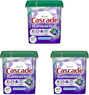 Cascade Platinum Plus Dishwasher Pods, Dishwasher Detergent, Dish Detergent Soap, Mountain, 47 Count (Pack of 3)