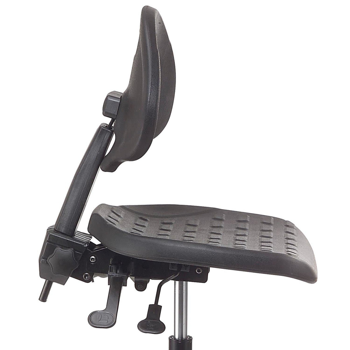 4 Way Adjustable Stool with Chrome Base by Global Industrial – 23.5"W x 24"L x 9"H, chrome, Black, Model A203TC