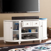 Dandridge TV/Media Stand - White by SEI Furniture – 48.5 x 16.25 x 24.25 inches, Wood, White, Brushed Silver, Model AZ2438SM