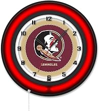 Holland Bar Stool Clk19BKFSU-HD NCAA 19 in. Dia. Florida State Head Double Neon Wall Clock Black