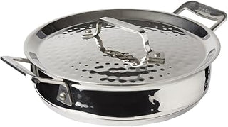 Bon Chef 60022HF Stainless Steel Induction Bottom Cucina Round Casserole with Lid, Hammered Finish, 1-3/4 Quart Capacity, 8-5/16" Diameter x 2-1/2" Height