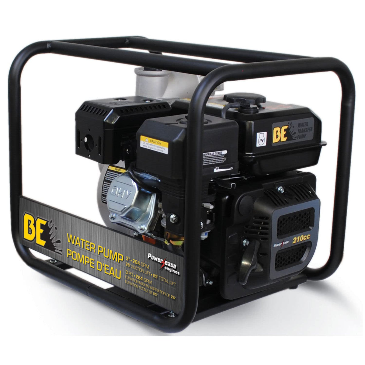 3" Water Pump - 7 HP 264 GPM by BE Pressure – Black, Model WP-3070S