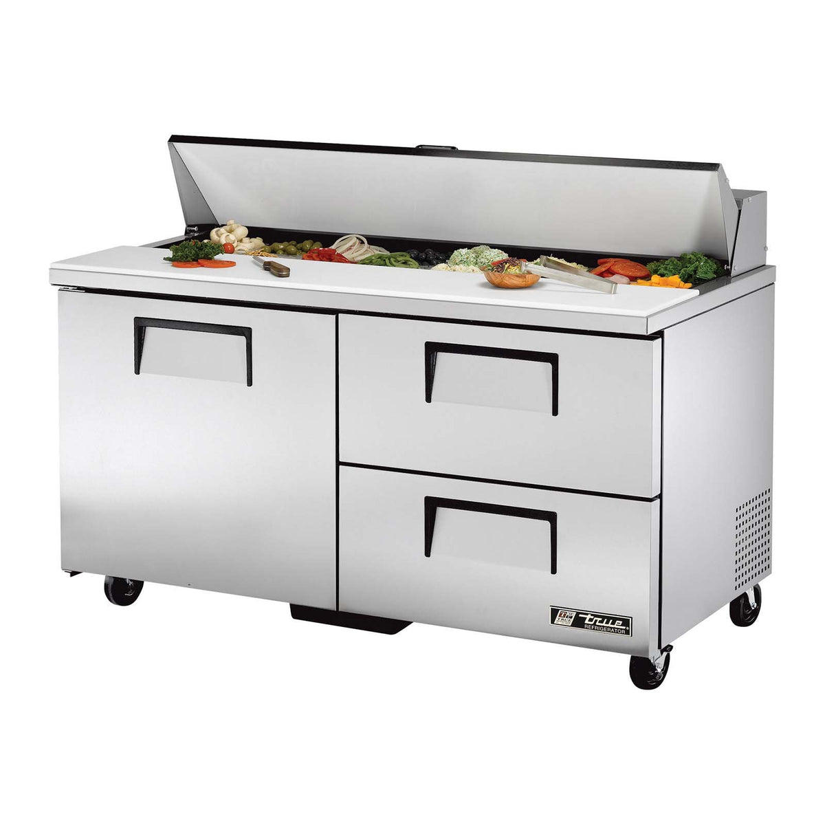 S/S 15.5 Cu Ft Salad/Sandwich Prep Table w/ 2 Drawers by TRUE – 15.5 cubic_feet, Stainless-Steel, Model TSSU-60-16D-2
