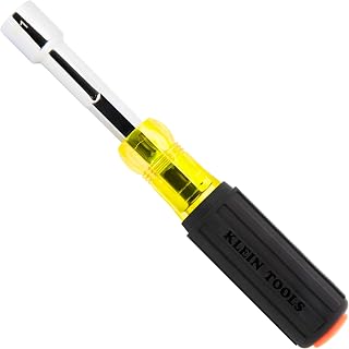 KLEIN TOOLS 654916MAG Heavy Duty Hollow Shaft Nut Driver, Magnetic, Color-Coded 9/16-Inch Hex, Pass Through Design, 6-Point, Cushion-Grip Handle