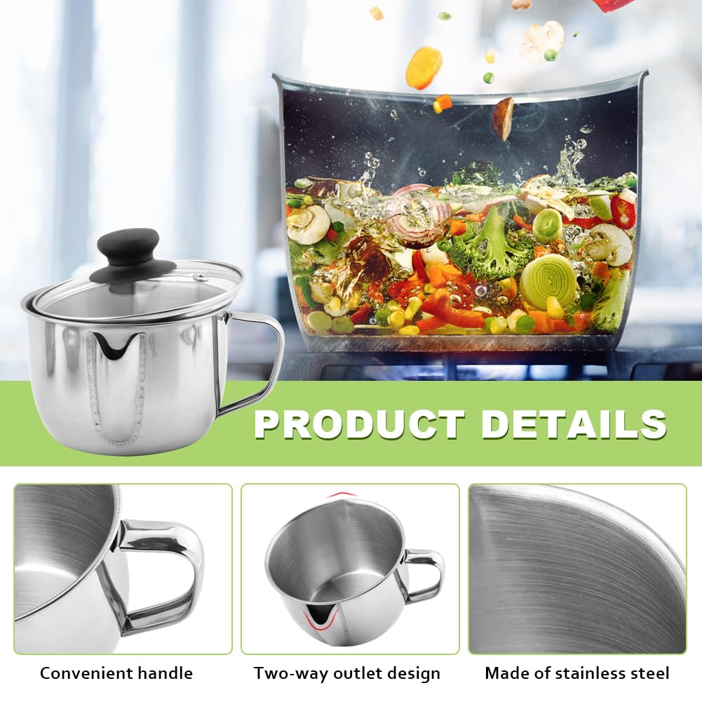FaHuoJiuKa Stainless Steel Gravy Separator, 4 Cup Capacity with Strainer and Lid, Silver