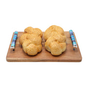 Emanuel Wooden Challah Board, Multicolored Handles, Blue CBM-2
