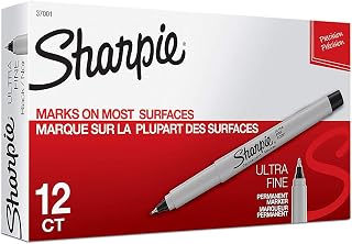 Sharpie Permanent Markers, Ultra Fine Point, Black, 12 Count Pack of 11