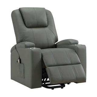 Upholstered Power Lift Massage Recliner with Heat by Furnifact – Foam,Metal,Plastic,Fabric,Leatherette, Grey