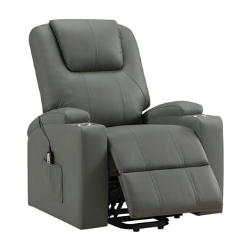 Upholstered Power Lift Massage Recliner with Heat by Furnifact – Foam,Metal,Plastic,Fabric,Leatherette, Grey