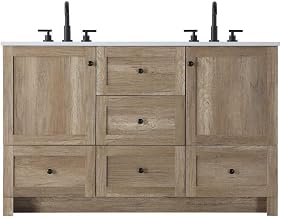Elegant Kitchen and Bath 54" Double Bathroom Vanity in Natural Oak