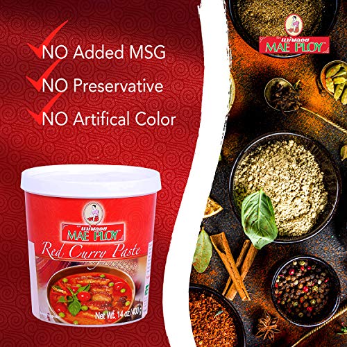 Mae Ploy Red / Red Curry Paste / 14 Ounce (Pack of 1) Curry Sauce