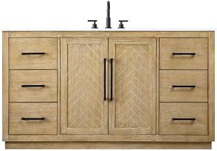 Elegant Kitchen and Bath 60" Single Bathroom Vanity in Linen Oak