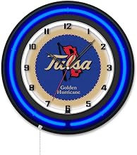 Holland Bar Stool Clk19BKTulsaU NCAA 19 in. Dia. University of Tulsa Double Neon Wall Clock Black