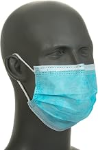 Global Industrial Face Mask With Ear Loops, 3-Ply, 50/Box, Blue