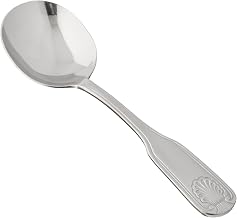 Winco 12-Piece Toulouse Bouillon Spoon Set, 18-0 Extra Heavy Weight Stainless Steel | Dishwasher safe, Toulouse pattern, Extra heavyweight, Restaurant service, Great for Soup, Broth, Noodles and Tasting Service