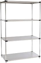 Nexel 5 Tier Solid Stainless Steel Shelving Starter Unit, 48" W x 18" D x 74" H