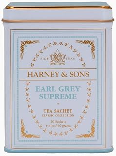 Harney & Sons TEA, EARL GREY SUPREME TIN, Pack of 4, Size 20 CT - No Artificial Ingredients