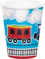 Creative Converting All Aboard Blue Boy's 1st Birthday Paper Beverage Cups, 9 oz, Multicolor
