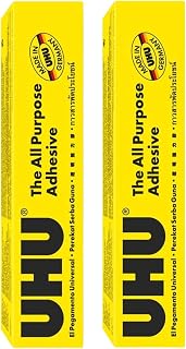 UHU All Purpose Adhesive, Fast, Strong, Crystal-Clear, Adjustable, Permanent, Transparent, 125 ml Tube, Pack of 2