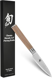 Shun Classic Blonde 3.5" Paring Knife | Handcrafted Japanese Vegetable & Fruit Knife, VG-MAX Core, Damascus Stainless Steel Cladding, Pakkawood Handle