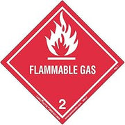 Labelmaster HML7S Flammable Gas Worded Label, Paper, Hazmat, 4" x 4" (Pack of 50)