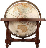 Globe, with Antique Shading and Wooden Base Diameter Vintage Art Terrain Political Globe 12" Clear Text Marking