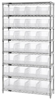 QUANTUM STORAGE SYSTEMS Clear / 10L x 6W x 5H / Ultra Stack & Hang Open Storage Bins