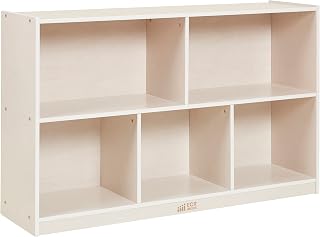ECR4Kids 5-Compartment Mobile Storage Cabinet, Preschool, Classroom Furniture, White Wash