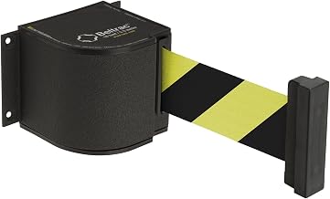 50-3015WB/18/SF Beltrac 18' Wall-Mounted Retractable Belt Safety Barrier, Wrinkle Black with Safety Hatch Belt